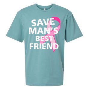 Save Man's Best Friend Breast Cancer Ribbon Sueded Cloud Jersey T-Shirt