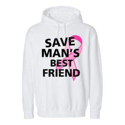 Save Man's Best Friend Breast Cancer Ribbon Garment-Dyed Fleece Hoodie