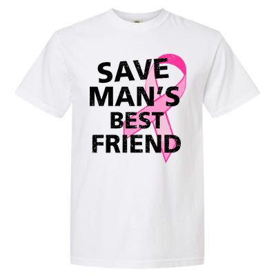 Save Man's Best Friend Breast Cancer Ribbon Garment-Dyed Heavyweight T-Shirt