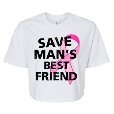 Save Man's Best Friend Breast Cancer Ribbon Bella+Canvas Jersey Crop Tee