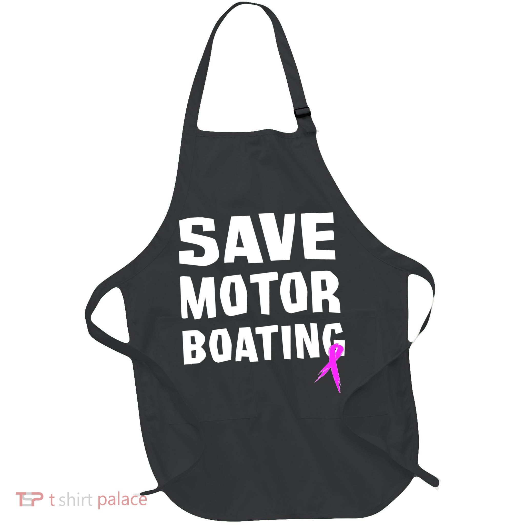 Save Motor Boating Breast Cancer Full-Length Apron With Pockets