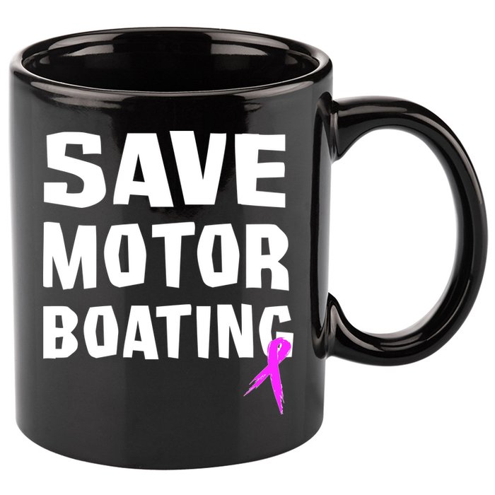 Save Motor Boating Breast Cancer 11oz C Handle Ceramic Mug