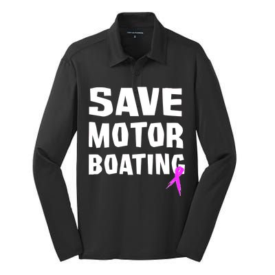 Save Motor Boating Breast Cancer Silk Touch Performance Long Sleeve Polo