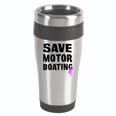 Save Motor Boating Breast Cancer 16oz Travel Tumbler