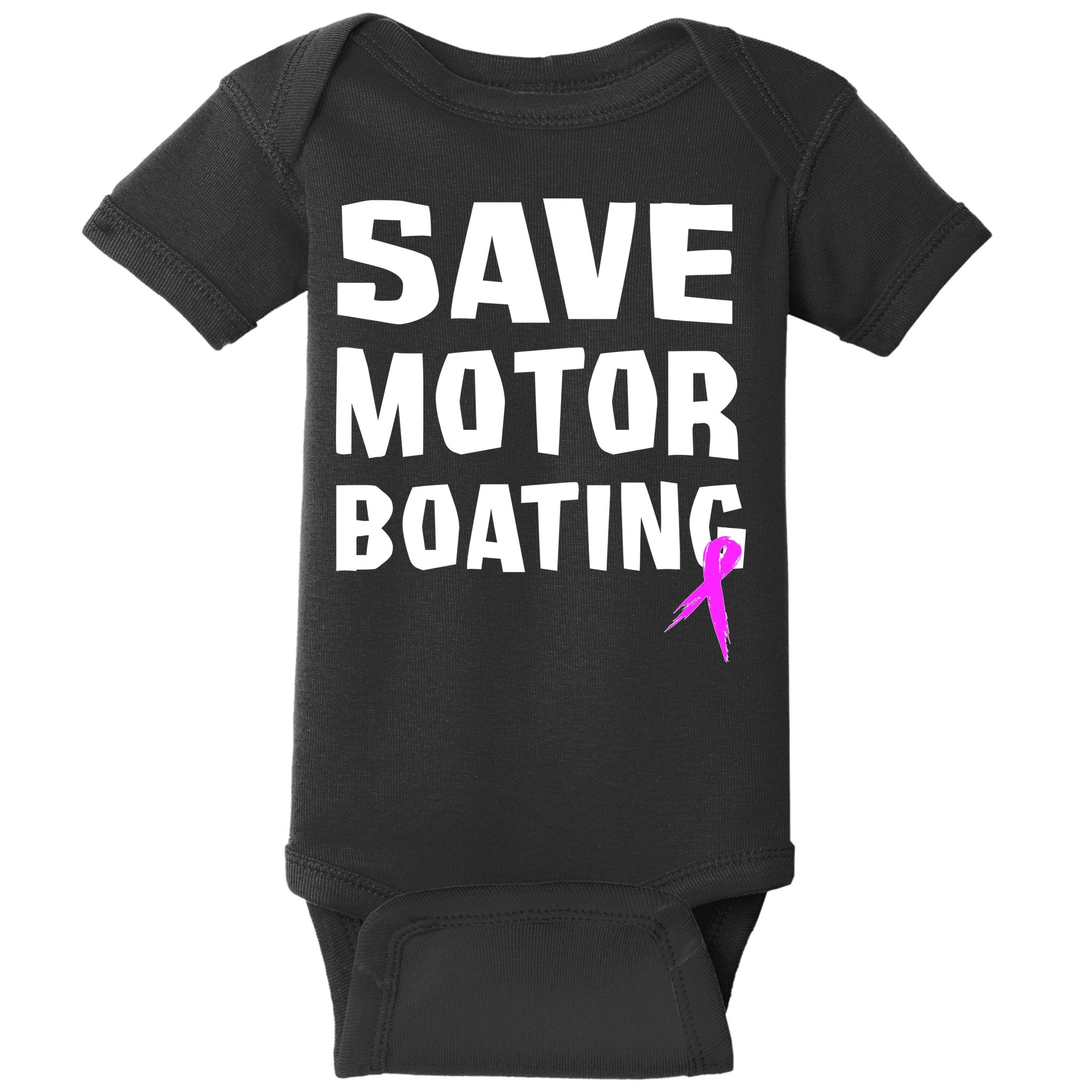 Save Motor Boating Breast Cancer Baby Bodysuit