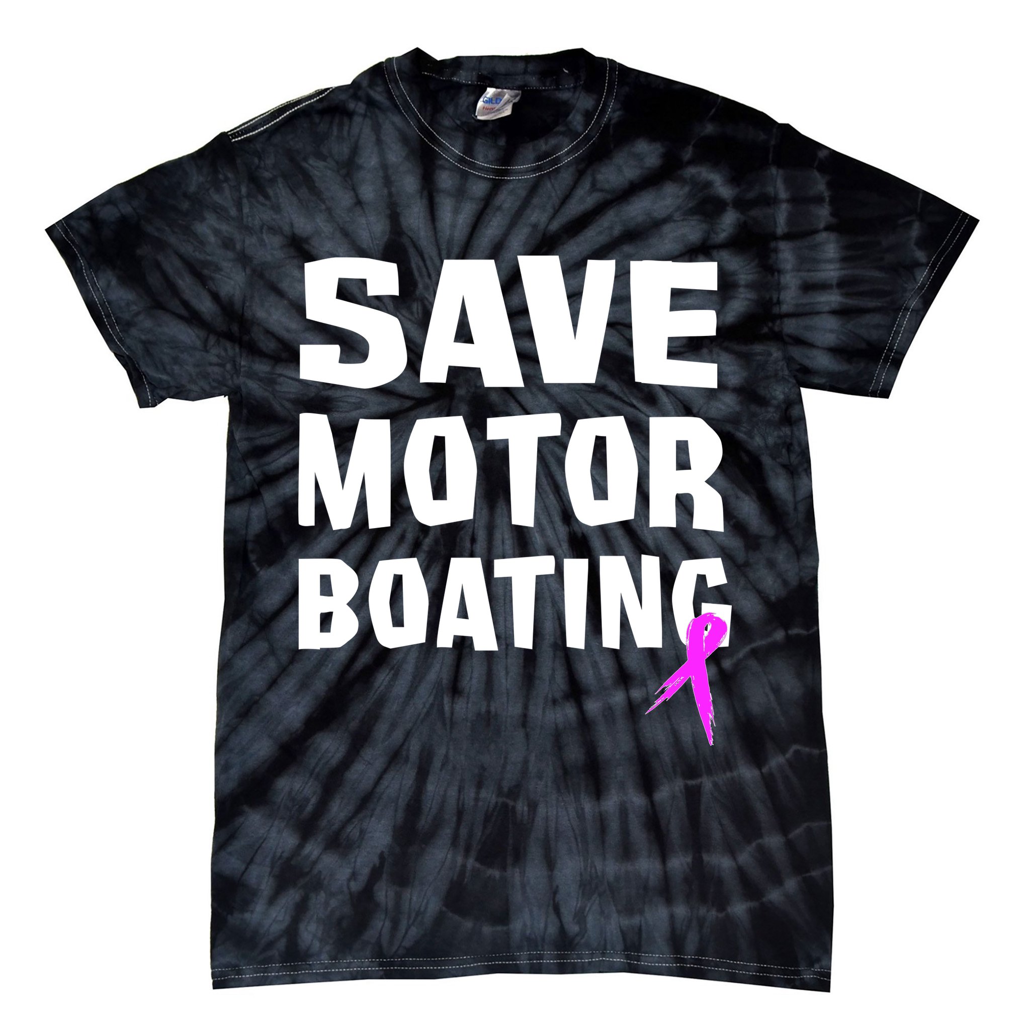 Save Motor Boating Breast Cancer Tie-Dye T-Shirt