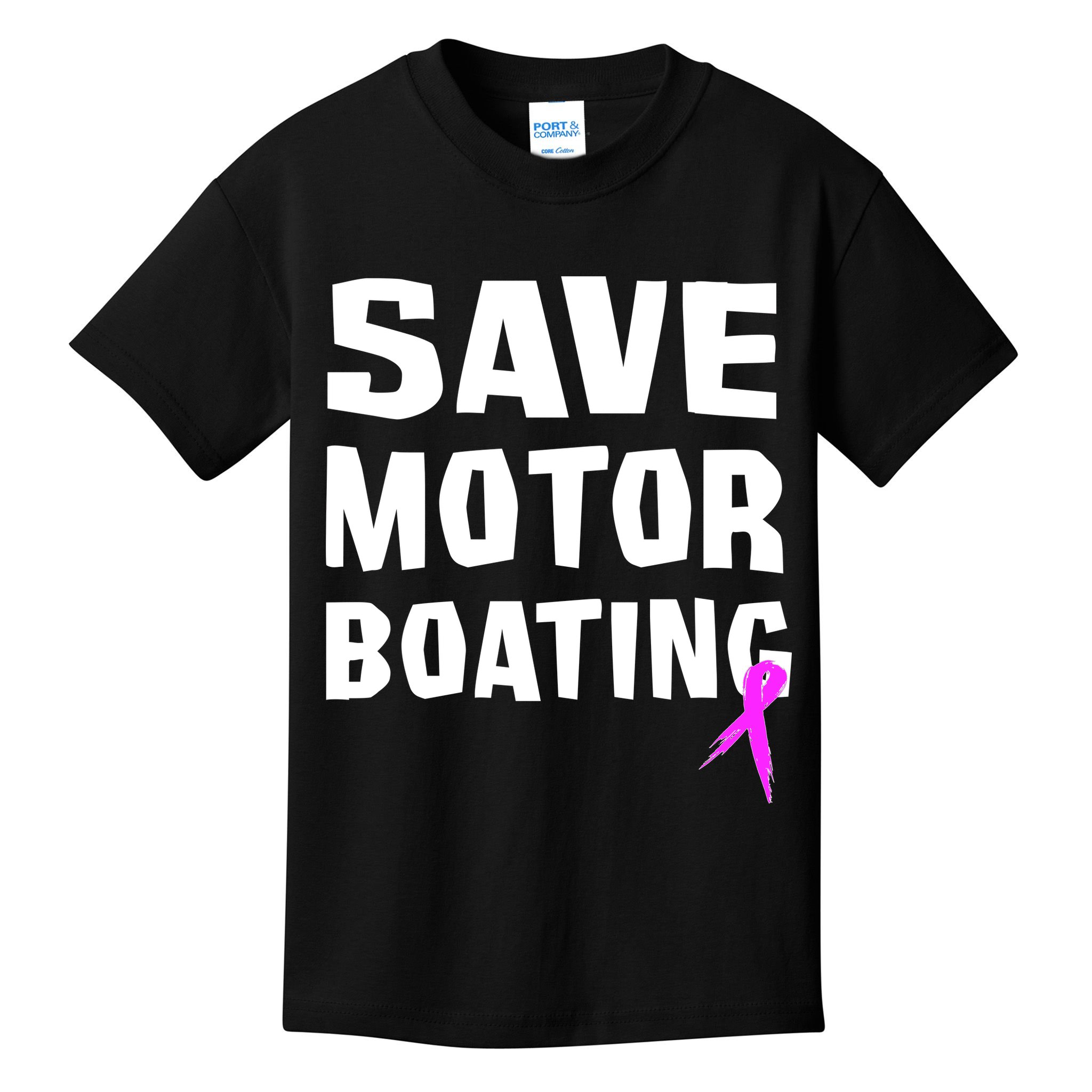 Save Motor Boating Breast Cancer Kids T-Shirt