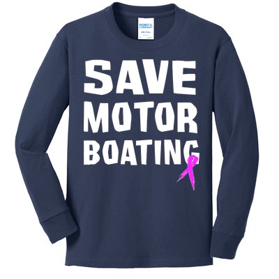 Save Motor Boating Breast Cancer Kids Long Sleeve Shirt