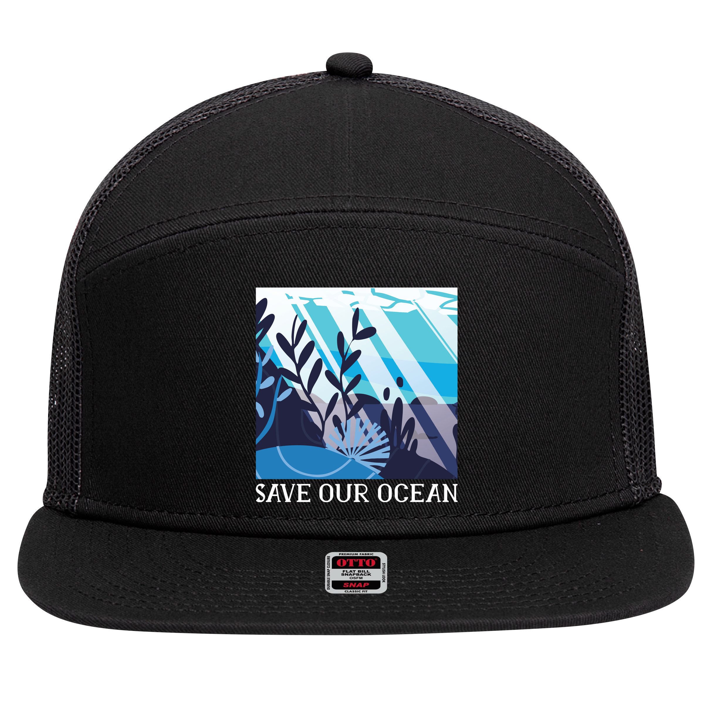 Save Our Ocean 7 Panel Mesh Trucker Snapback Hat