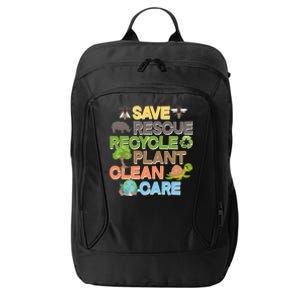 Save Rescue Recycle Plant Clean Care Earth Day City Backpack