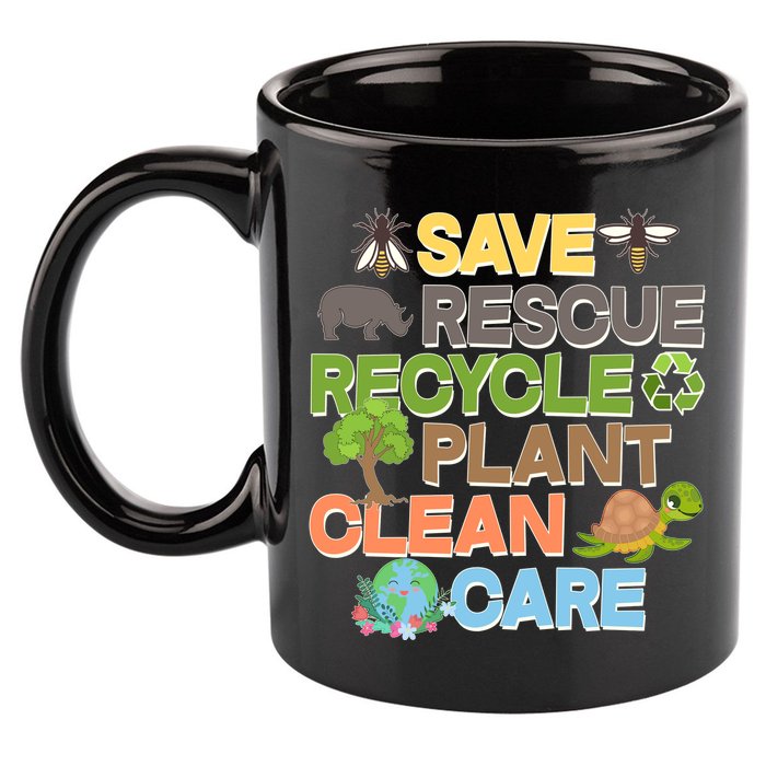 Save Rescue Recycle Plant Clean Care Earth Day 11oz C Handle Ceramic Mug