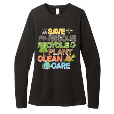 Save Rescue Recycle Plant Clean Care Earth Day Womens CVC Long Sleeve Shirt