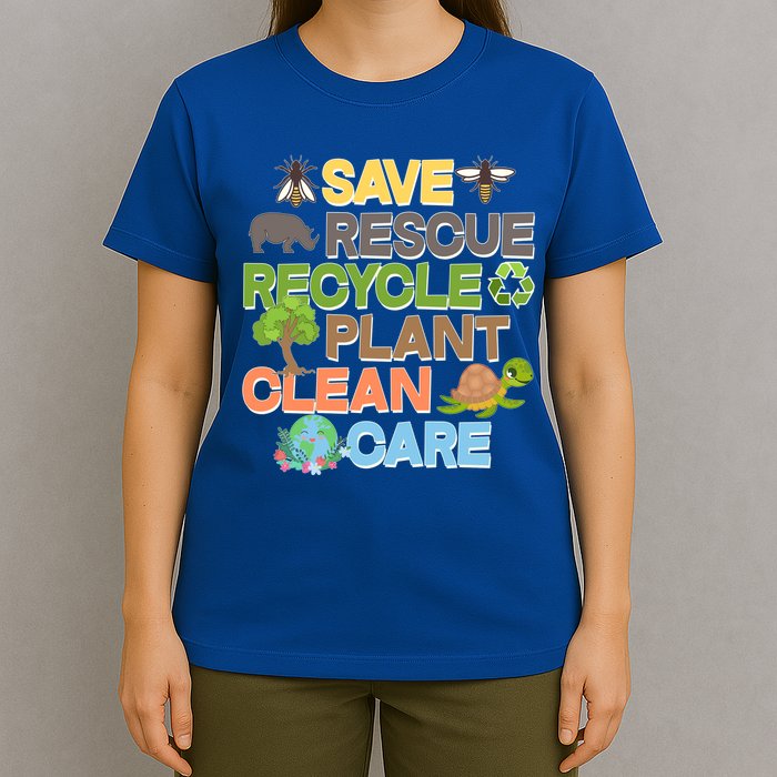 Save Rescue Recycle Plant Clean Care Earth Day T-Shirt