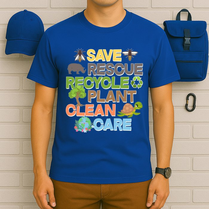 Save Rescue Recycle Plant Clean Care Earth Day T-Shirt