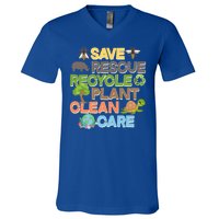 Save Rescue Recycle Plant Clean Care Earth Day V-Neck T-Shirt