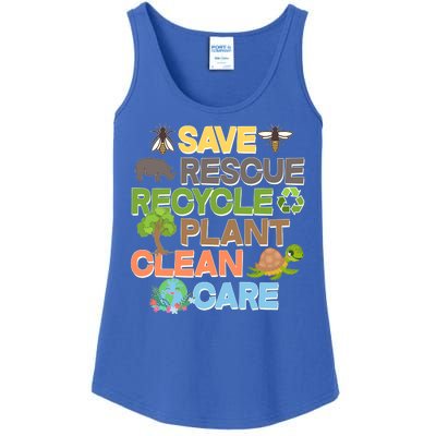 Save Rescue Recycle Plant Clean Care Earth Day Ladies Essential Tank