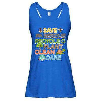 Save Rescue Recycle Plant Clean Care Earth Day Ladies Essential Flowy Tank