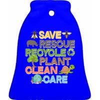 Save Rescue Recycle Plant Clean Care Earth Day Ceramic Bell Ornament