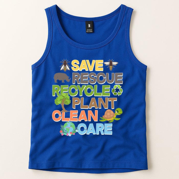 Save Rescue Recycle Plant Clean Care Earth Day Tank Top