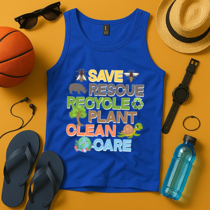 Save Rescue Recycle Plant Clean Care Earth Day Tank Top