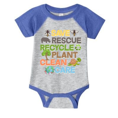 Save Rescue Recycle Plant Clean Care Earth Day Infant Baby Jersey Bodysuit