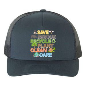 Save Rescue Recycle Plant Clean Care Earth Day Yupoong Adult 5-Panel Trucker Hat