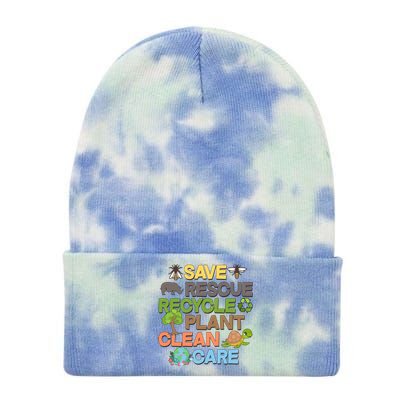 Save Rescue Recycle Plant Clean Care Earth Day Tie Dye 12in Knit Beanie