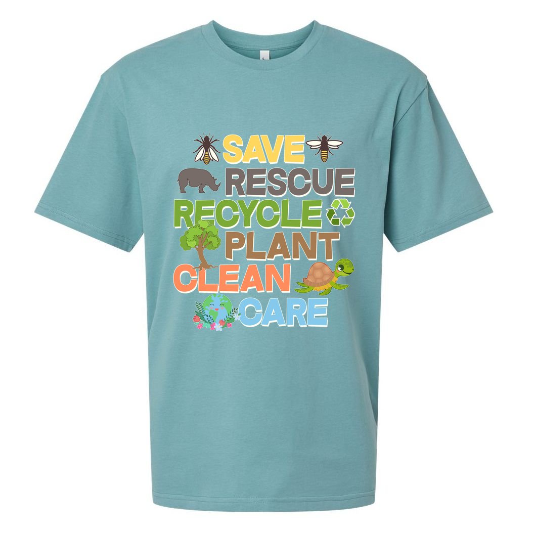 Save Rescue Recycle Plant Clean Care Earth Day Sueded Cloud Jersey T-Shirt