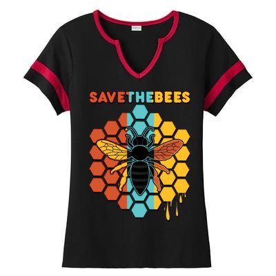 Save The Bees Ladies Halftime Notch Neck Tee