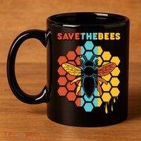 Save The Bees 11oz C Handle Ceramic Mug
