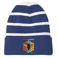 Save The Bees Striped Beanie with Solid Band