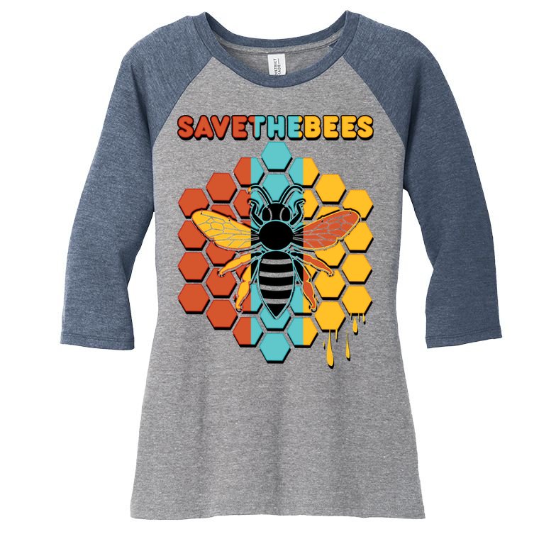 Save The Bees Women's Tri-Blend 3/4-Sleeve Raglan Shirt