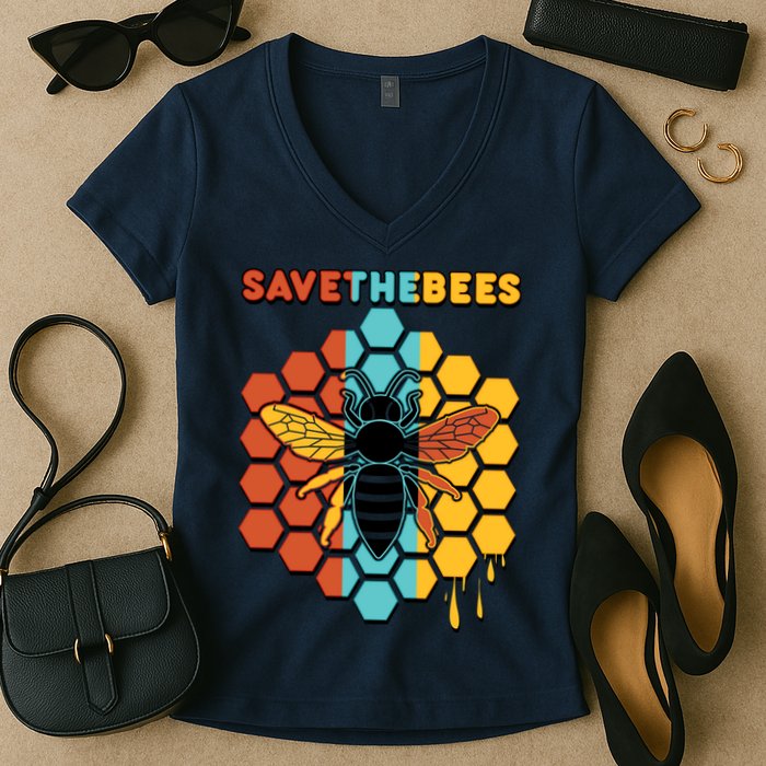 Save The Bees Women's V-Neck T-Shirt