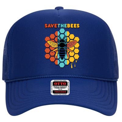 Save The Bees High Crown Mesh Back Trucker Hat