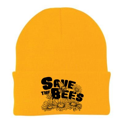 Save The Bees Floral Knit Cap Winter Beanie