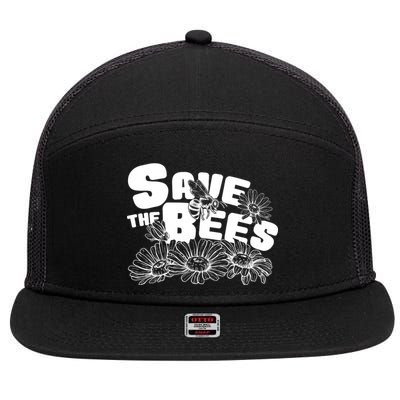 Save The Bees Floral 7 Panel Mesh Trucker Snapback Hat