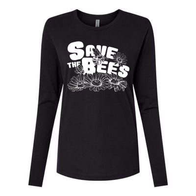 Save The Bees Floral Womens Cotton Relaxed Long Sleeve T-Shirt