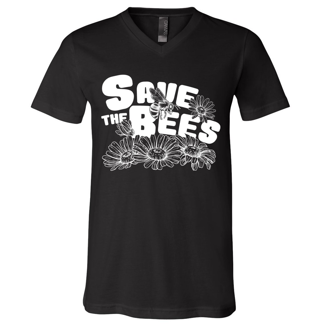 Save The Bees Floral V-Neck T-Shirt