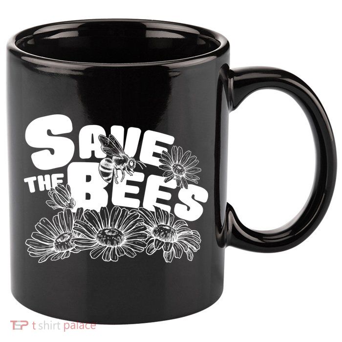 Save The Bees Floral 11oz C Handle Ceramic Mug