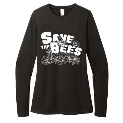 Save The Bees Floral Womens CVC Long Sleeve Shirt