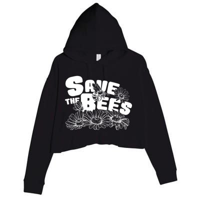 Save The Bees Floral Crop Fleece Hoodie