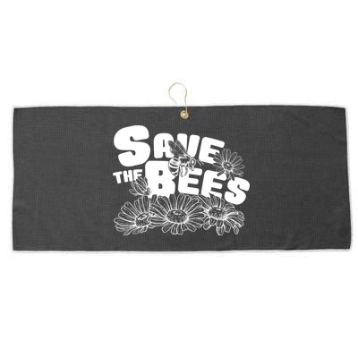 Save The Bees Floral Large Microfiber Waffle Golf Towel