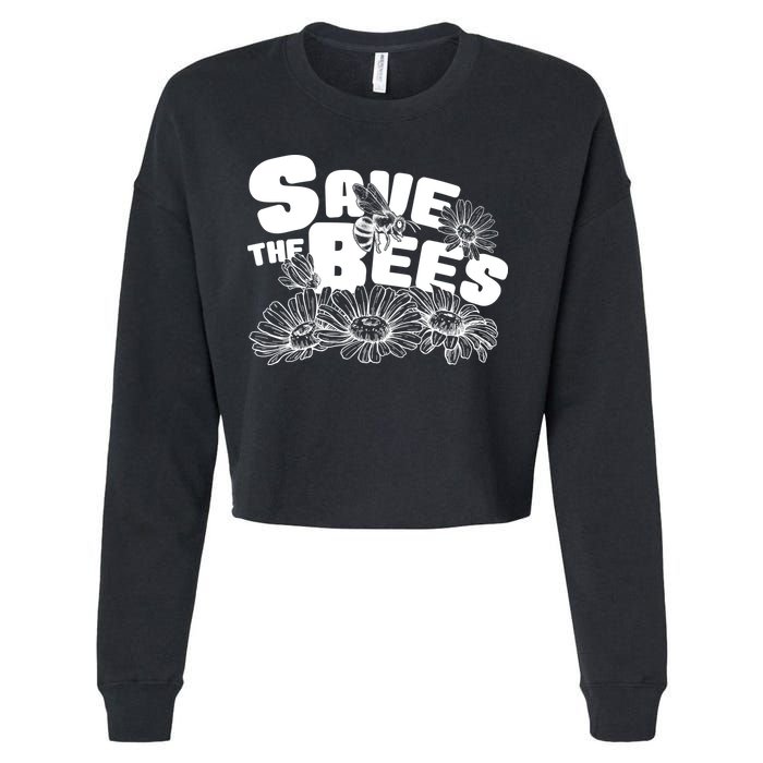 Save The Bees Floral Cropped Pullover Crew
