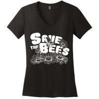 Save The Bees Floral Women's V-Neck T-Shirt