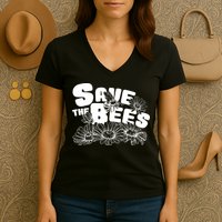 Save The Bees Floral Women's V-Neck T-Shirt