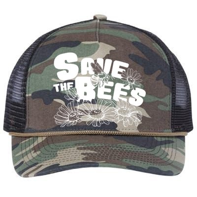 Save The Bees Floral Retro Rope Trucker Hat Cap