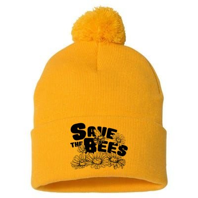 Save The Bees Floral Pom Pom 12in Knit Beanie