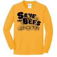 Save The Bees Floral Kids Long Sleeve Shirt