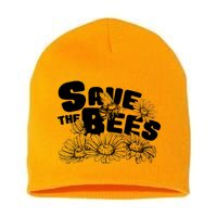 Save The Bees Floral Short Acrylic Beanie