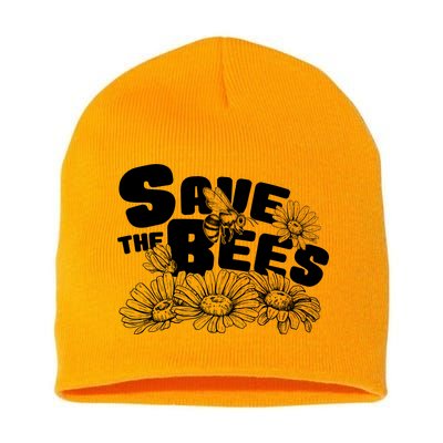 Save The Bees Floral Short Acrylic Beanie